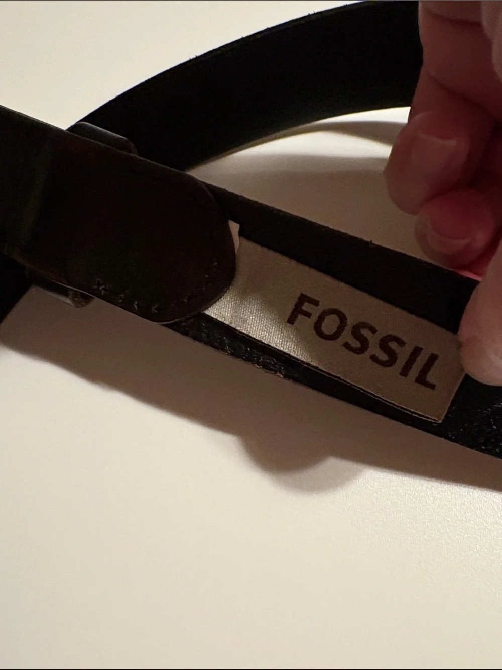 Fossil Men's Dark cowhide Leather Belt with Silver Buckle size 38 used
